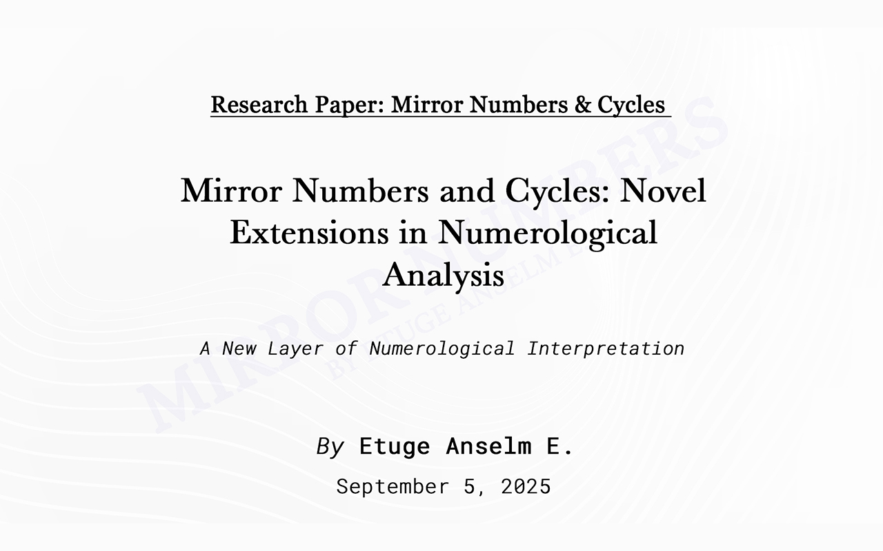 mirror numbers and cycles: novel extensions in numerological analysis