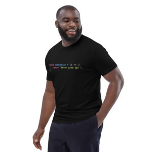 Unisex Organic Cotton Motivational JavaScript T-shirt 1E Unisex Organic Cotton Motivational JavaScript T-shirt 1E