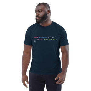 Unisex Organic Cotton Motivational JavaScript T-shirt 1E Unisex Organic Cotton Motivational JavaScript T-shirt 1E