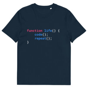 Unisex Organic Cotton Nerdy JavaScript T-shirt 1F