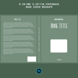 8.5x11in Paperback Book Cover Mockup Bundle (8 PSDs) – High-Resolution RGB Templates