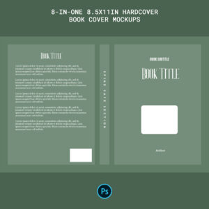 8.5x11in Hardcover Book Cover Mockup Bundle (8 PSDs) – High-Resolution RGB Templates