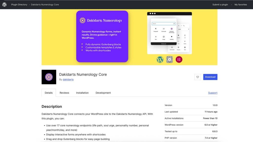 Dakidarts Numerology Core plugin for WordPress